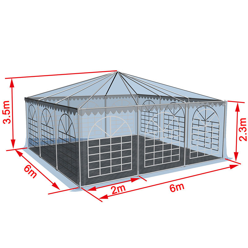 6x6-2.3m Pagoda Marquee PVC Pop Up Canopy Tent